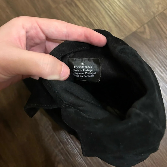 Free People Womens Adella Heeled Ankle Booties Black Draped Suede top Sz 7.5 - Picture 8 of 14